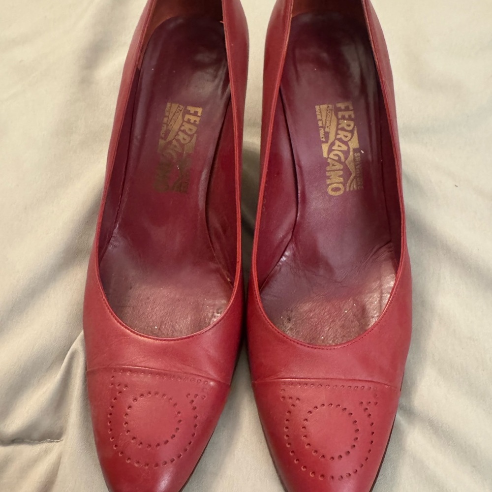 Salvatore Ferragamo Red Leather Heels size 10